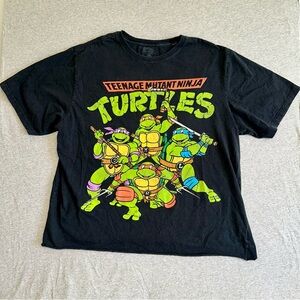TMNT Shirt Men 2XLT Black Teenage Mutant Ninja Turtles Graphic Tee Nickelodeon